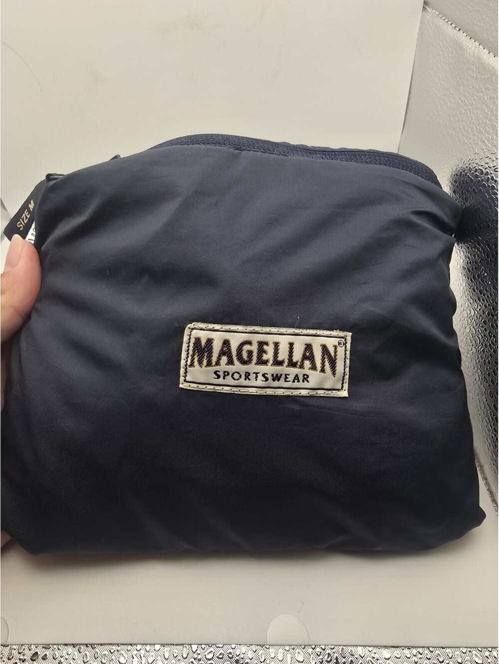 Magellan Sportswear Nylon Packable Pants Navy Blue Size M Elastic Waist Pouch